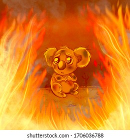 Injured Koala Australian Bushfire Illustration