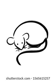 Ink Brush Painting Mouse Black Paint Stock Illustration 1565615257 ...