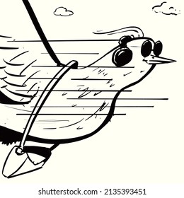 Ink Cartoon Of Carrier Pigeon