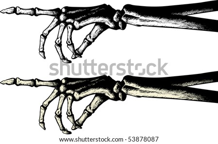 Ink Drawing Pointing Skeleton Hand Stock Illustration 53878087