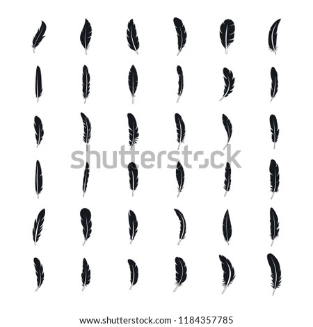 Ink feather icon set. Simple set of ink feather icons for web design isolated on white background
