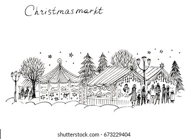 Christmas Market Sketch Stock Illustrations Images Vectors Shutterstock