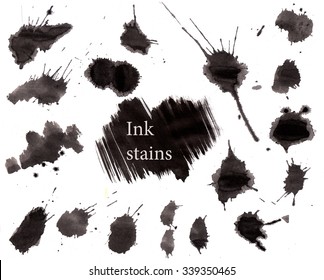 Ink Splat Set On White Background