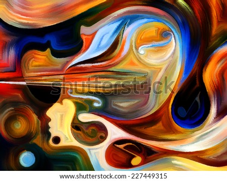 Inner Melody series. Abstract design made of colorful human and musical shapes on the subject of spirituality of music and performing arts