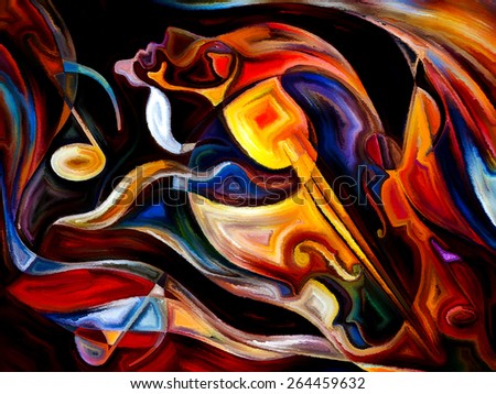 Inner Melody series. Arrangement of colorful human and musical shapes on the subject of spirituality of music and performing arts