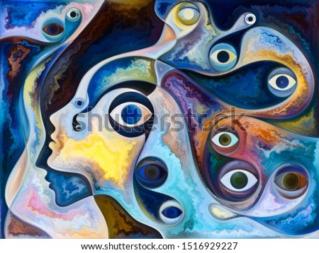 Inner Texture series. Abstract composition of faces, colors, organic textures, flowing curves suitable in projects related to inner world, love, relationships, soul and Nature