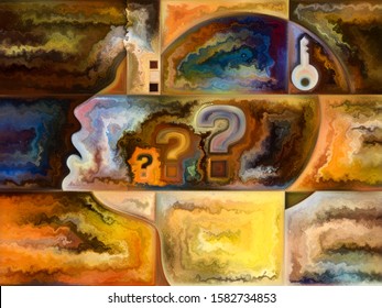 Inner Texture Series. Creative Arrangement Of Human Face, Colors, Organic Textures, Flowing Curves As A Concept Metaphor On Subject Of Inner World, Mind, Nature And Creativity