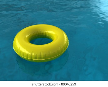 Inner Tube On Blue Pool Water.