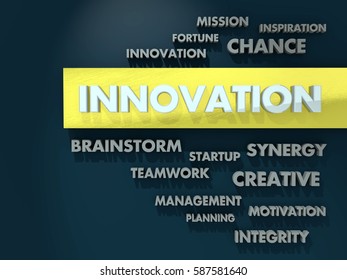 Innovation. Conceptual background. 3d render