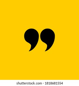 Innovative basic quotation marks template in quotes against the Yellow backdrop. Creative banner illustration with a quote in a frame with quotes. Color paper template modern typography design.