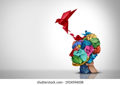 Innovative idea and designer creative mind concept or brainstorm ideas with smart design thinking 3D illustration style.