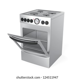 Inox Electric Stove On White Background