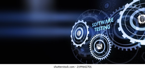 Inscription SOFTWARE TESTING on the virtual display. Business, modern technology, internet and networking concept. 3d illustration