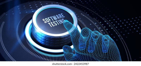 Inscription SOFTWARE TESTING on the virtual display. Business, modern technology, internet and networking concept. 3d illustration