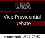 The inscription Vice-Presidential Debate on a black background with red stripes