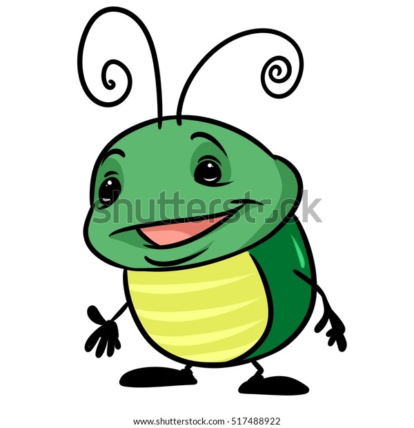 Insect Green Beetle Cartoon Illustration Isolated Stock Illustration