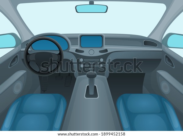 Inside Car or Auto Interior Comfort Cabin\
with Wheel.\
illustration