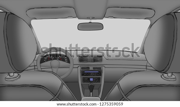 Inside\
the car. Car interior illustration rear seat\
view