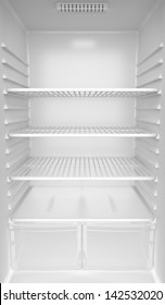 Inside Of An Empty White Fridge