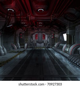 Inside A Futuristic Scifi Spaceship 3D Rendering For Background Or Composing Image