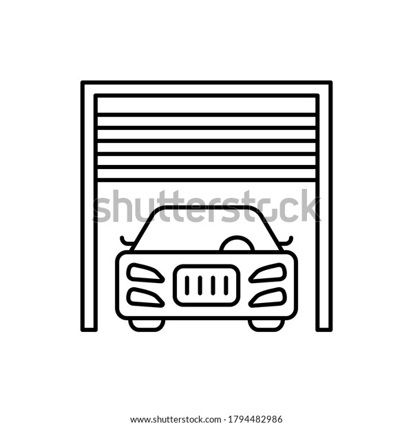 Inside\
garage, car repair icon. Simple line, outline  elements of garage\
icons for ui and ux, website or mobile\
application