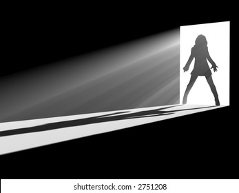 Inside a room with opened door