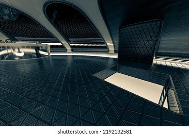 Inside The Ufo Space Ship Door View, 3d Illustration