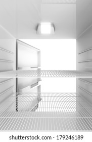 Inside View Of An Empty Modern Fridge