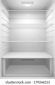 Inside View Of An Empty Modern Fridge