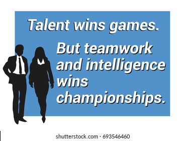 Inspirational motivating quote about teamwork, winning, intelligence and innovation for business presentation for meeting background for slides with groups af business man and woman
 - Powered by Shutterstock