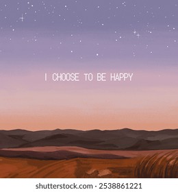 Inspirational quote art with 'I choose to be happy' text. Motivational message in a serene landscape. Choose happiness with this uplifting quote art. Inspirational quote background. - Powered by Shutterstock