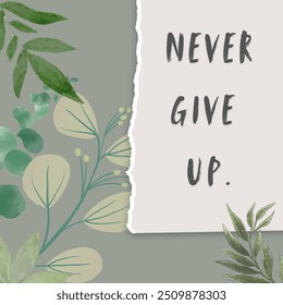 Inspirational quote on the side. Vintage like plant-based card template. Perfect for adding quotes. Shows Elegancy and simplicity. - Powered by Shutterstock