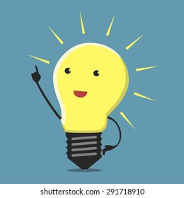 Inspired light bulb character, aha moment