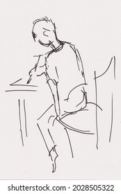 instant sketch, little boy at drawing lesson