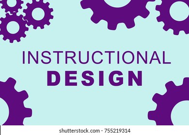 INSTRUCTIONAL DESIGN Sign Concept Illustration With Purple Gear Wheel Figures On Pale Blue Background