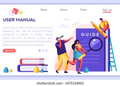 Instructions Manual Concept. Textbook, Document Construction. User Catalog. Guide, Instruction Concept for Web Banner, Infographics, Hero Images. Flat Illustration Isolated on White Background.
