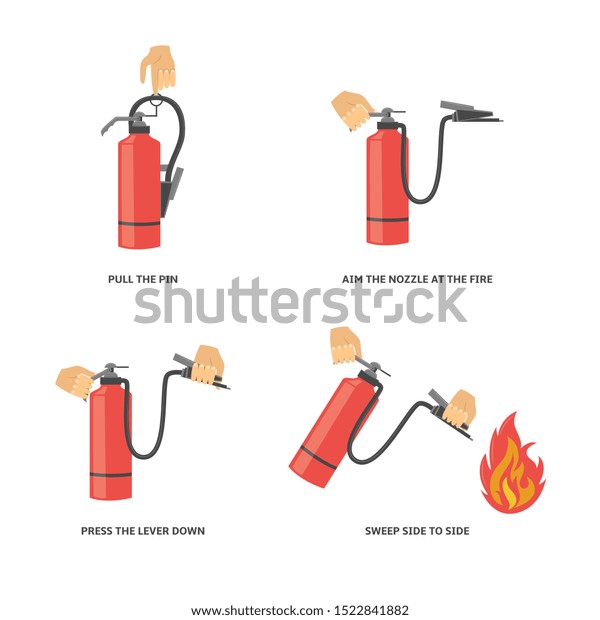 Instructions Use Fire Extinguisher Fire Safety Stock Illustration ...