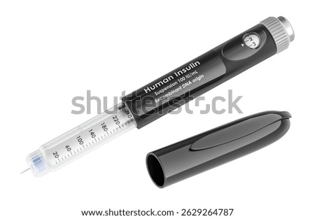 Insulin Pen Injector. 3D rendering isolated on white background 