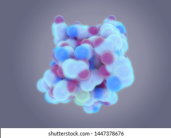 Insulin is a protein hormone that regulates the metabolism of carbohydrates and fats through the assimilation of glucose .Source: PDB entry 3I40. 3d rendering