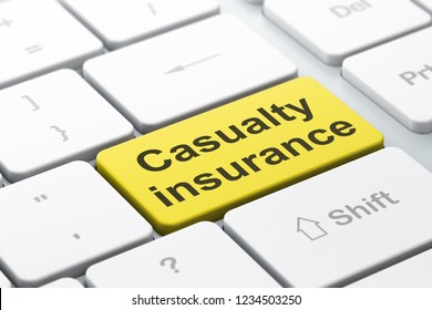 Insurance Concept: Computer Keyboard With Word Casualty Insurance, Selected Focus On Enter Button Background, 3D Rendering