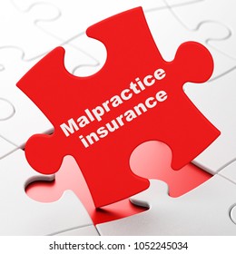 Insurance Concept: Malpractice Insurance On Red Puzzle Pieces Background, 3D Rendering