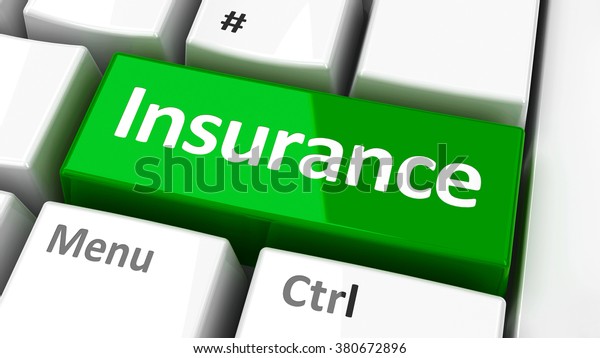 Insurance key on the computer keyboard,\
three-dimensional\
rendering