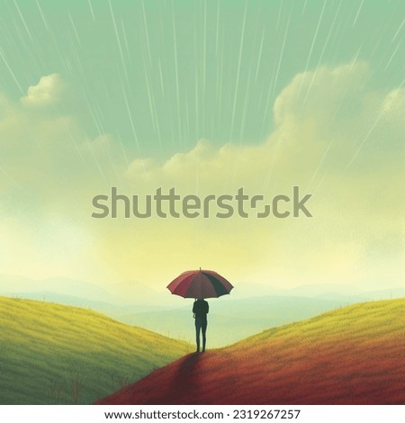 Similar – person with umbrella on rainy day