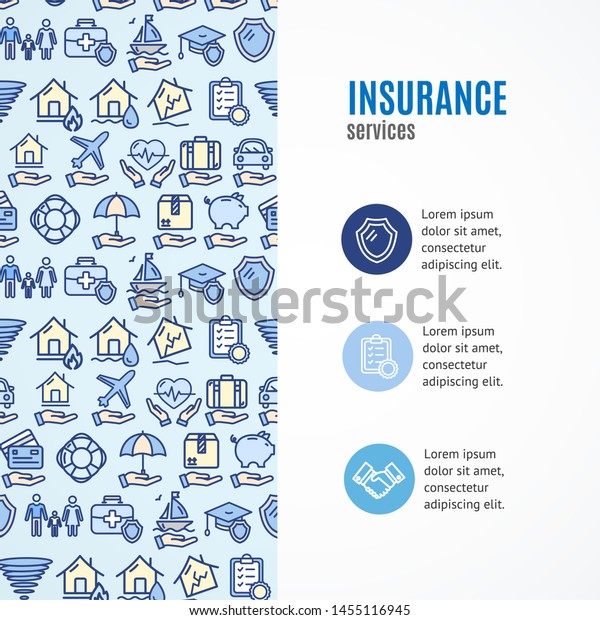 Insurance Support Services Concept\
Infographics Banner witch Color Outline Icons for Promotion and\
Advertising Protection and Care Property.\
illustration