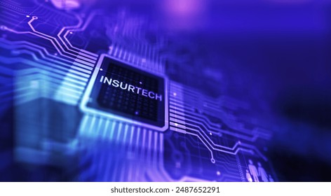 Insurtech button on virtual screen. Insurance technology internet digital iot insured family car property health.