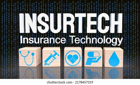insurtech word on digital background  for technology concept 3d rendering