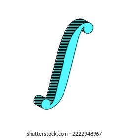 Integral Sign In Mathematics With White Background Illustration 3D.