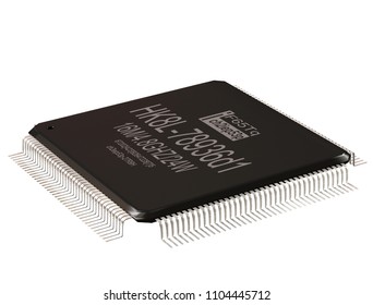 Integrated Circuit Or Lowpass Micro Chip And New Technologies On Isolated. Computer Parts Coprocessor Integral IC Component Digital Signal Processor. Microprocessors 3d Rendering.