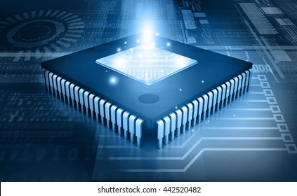 Integrated Circuit On Binary Background, IC Chip	