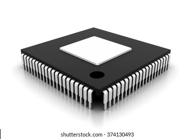 Integrated Circuit On White Background 	